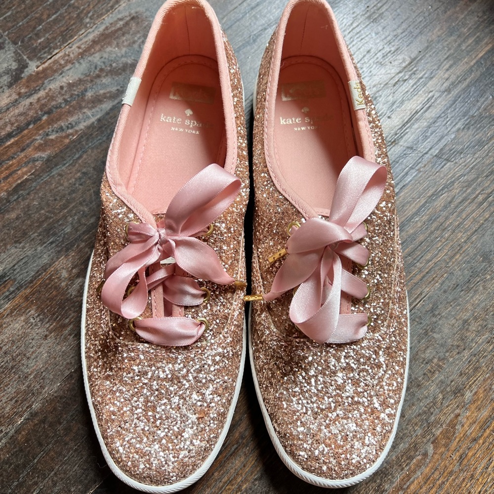 EEEUC Kate Spade Rose Gold Glitter Keds Womens Shoes